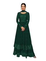 Green Color Faux Georgette Anarakali Long Salwar Suit - Joshindia