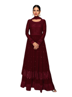 Maroon Color Faux Georgette Anarakali Long Salwar Suit - Joshindia