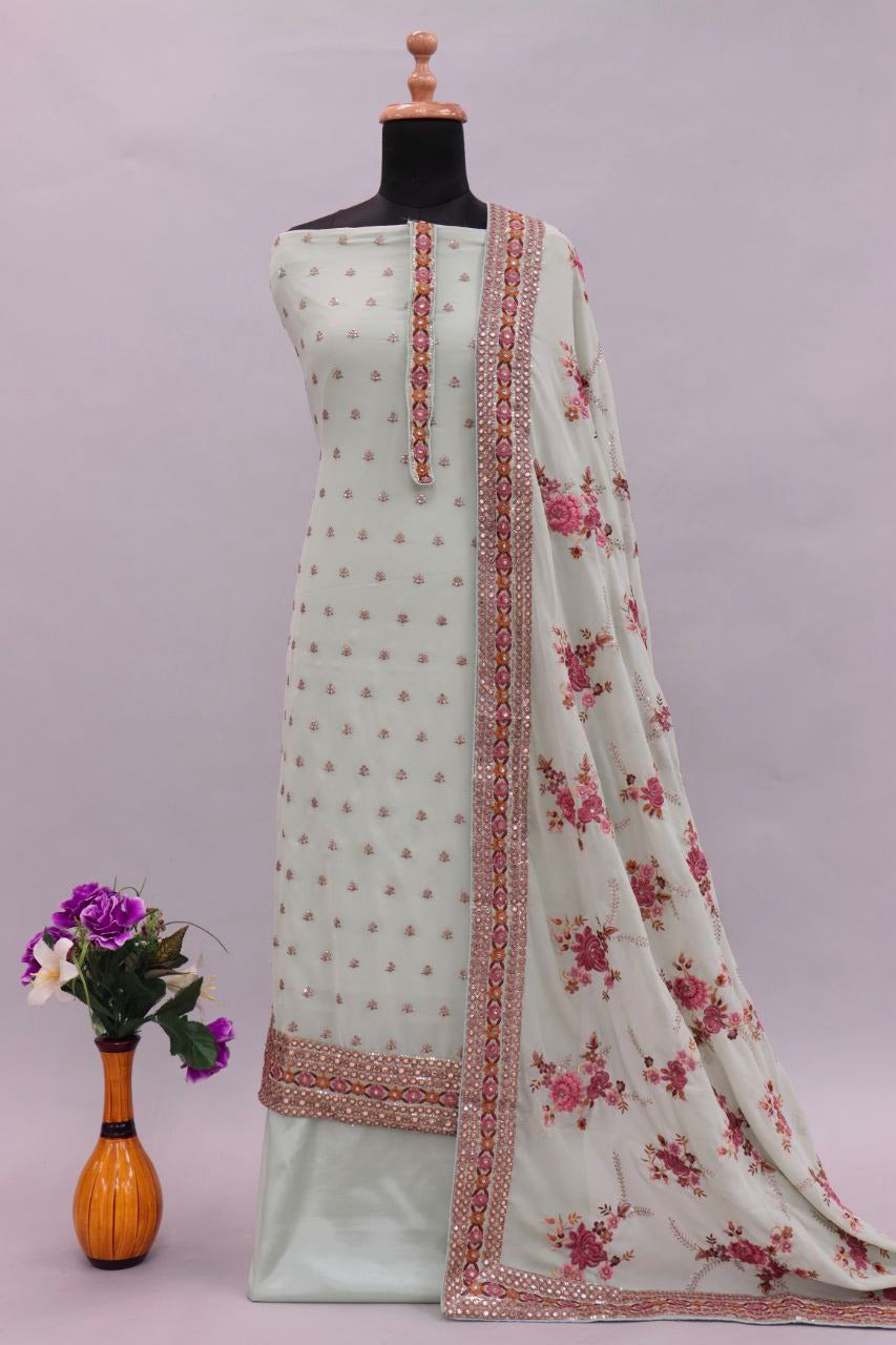 Pista Color Georgette Straight Salwar Suit - Joshindia