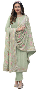 Pista Color Georgette Straight Salwar Suit - Joshindia