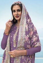 Purple Color Georgette Straight Salwar Suit - Joshindia