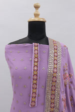 Purple Color Georgette Straight Salwar Suit - Joshindia