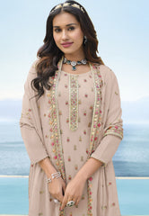 Beige Color Georgette Straight Palazzo Salwar Suit - Joshindia