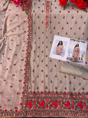 Beige Color Georgette Straight Palazzo Salwar Suit - Joshindia