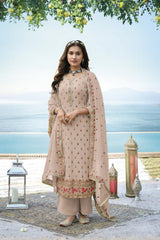 Beige Color Georgette Straight Palazzo Salwar Suit - Joshindia