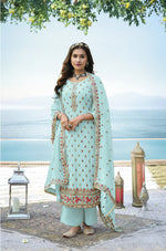 Sky Blue Color Georgette Straight Palazzo Salwar Suit - Joshindia