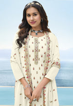 Off White Color Georgette Straight Palazzo Salwar Suit - Joshindia