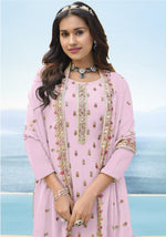 Pink Color Georgette Straight Palazzo Salwar Suit - Joshindia