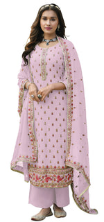 Pink Color Georgette Straight Palazzo Salwar Suit - Joshindia