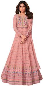 Pink Color Faux Georgette Long Anarakali salwar Suit - Joshindia