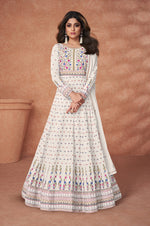 White Color Faux Georgette Long Anarakali salwar Suit - Joshindia