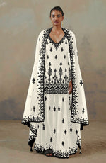 White Color Faux Georgette With Cotton Mirror Work Sharara Salwar suit - Joshindia