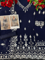 Nevy Blue Color Faux Georgette With Cotton Mirror Work Sharara Salwar suit - Joshindia