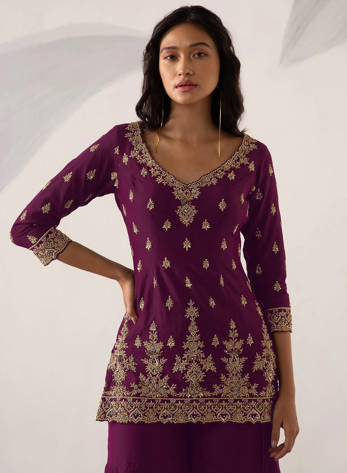Purple Color Heavy Georgette With Sequence Work Sharara suit - Joshindia