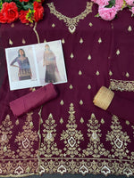 Purple Color Heavy Georgette With Sequence Work Sharara suit - Joshindia