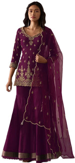 Purple Color Heavy Georgette With Sequence Work Sharara suit - Joshindia