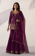 Purple Color Heavy Georgette With Sequence Work Sharara suit - Joshindia