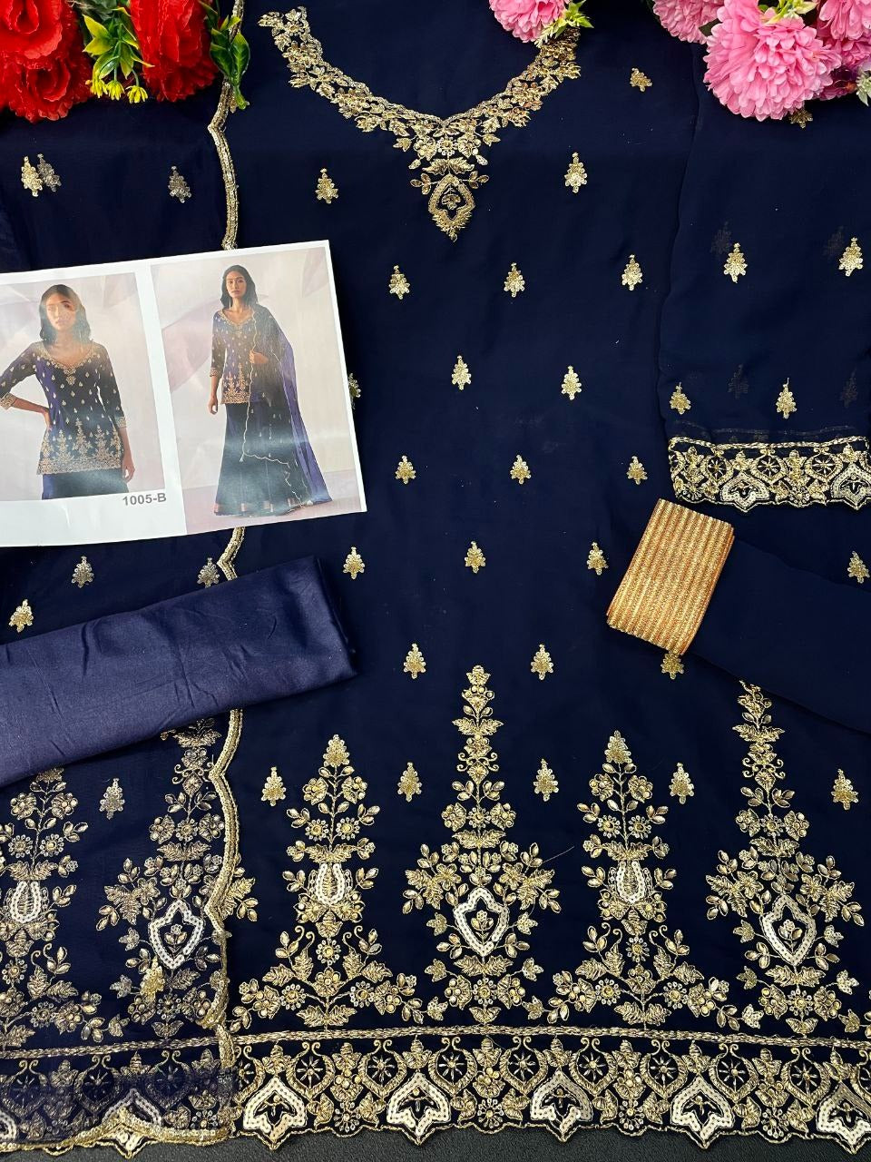 Blue Color Heavy Georgette With Sequence Work Sharara suit - Joshindia