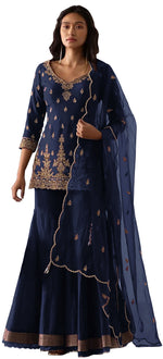 Blue Color Heavy Georgette With Sequence Work Sharara suit - Joshindia