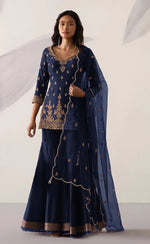 Blue Color Heavy Georgette With Sequence Work Sharara suit - Joshindia