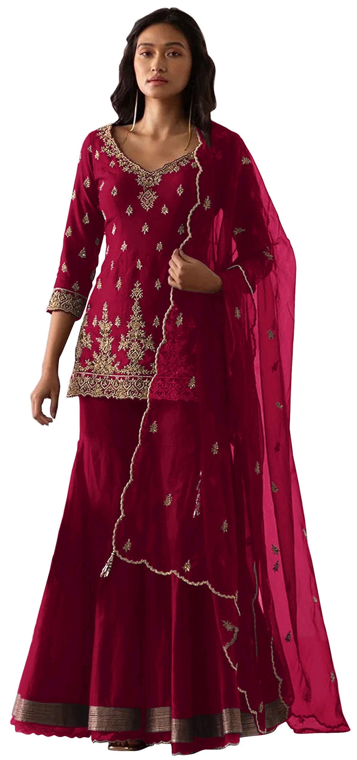 Pink Color Heavy Georgette With Sequence Work Sharara suit - Joshindia