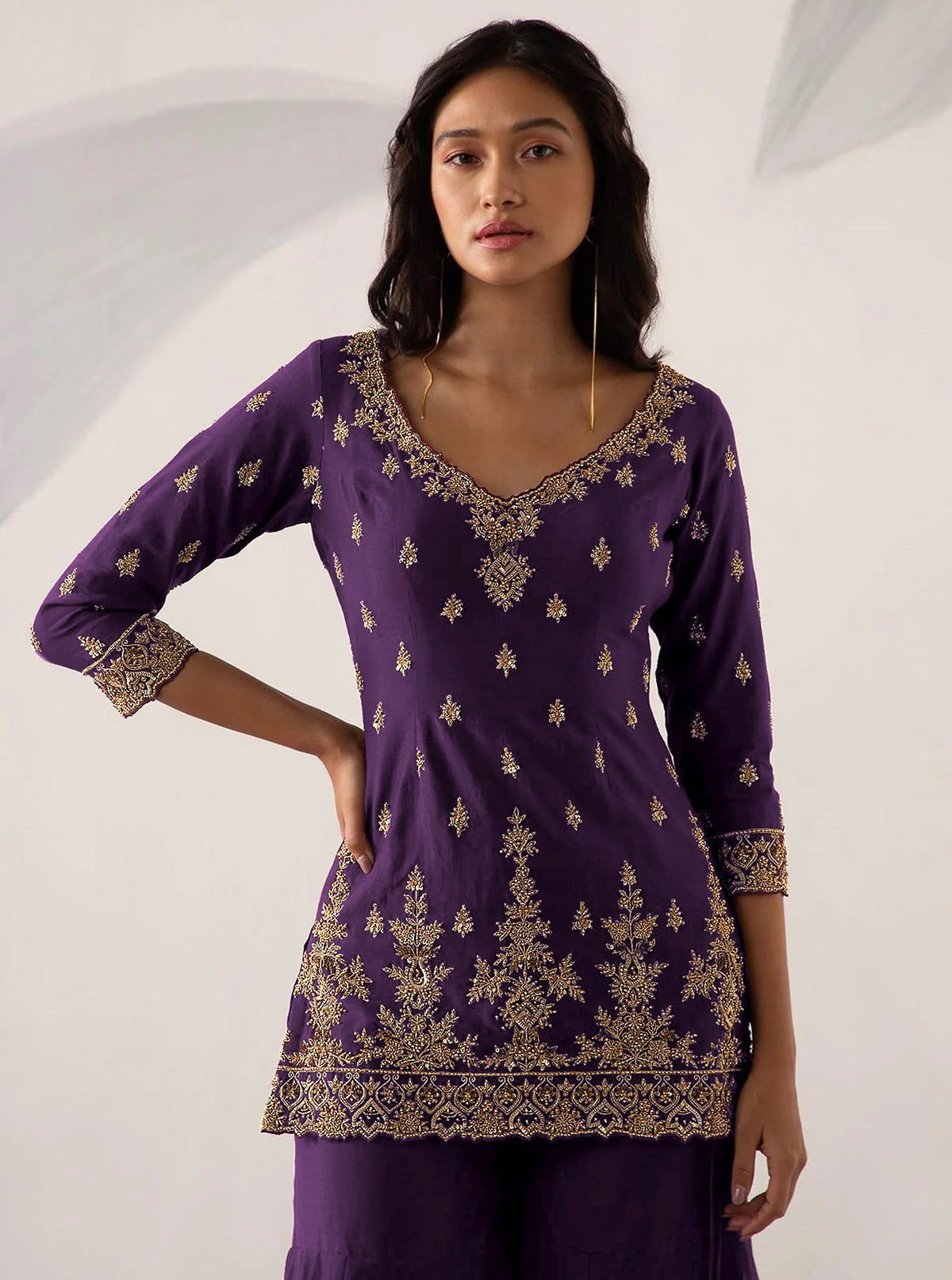 Violet Color Heavy Georgette With Sequence Work Sharara suit - Joshindia