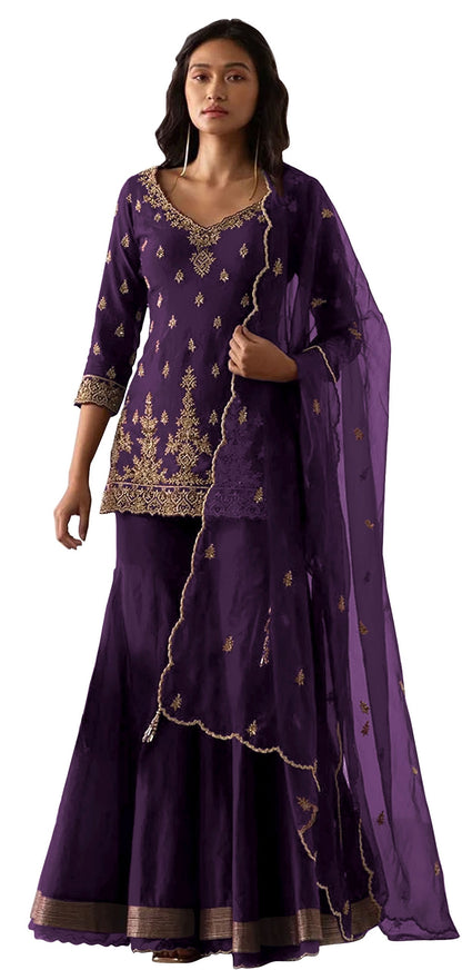 Violet Color Heavy Georgette With Sequence Work Sharara suit