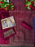 Purple Color Silk Heavy Embroidery Straight Salwar Suit - Joshindia