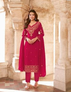 Pink Color Georgette With Embroidery Work Salwar Suit