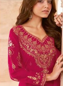 Pink Color Georgette With Embroidery Work Salwar Suit