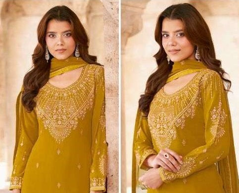 Yellow Color Georgette With Embroidery Work Salwar Suit - Joshindia