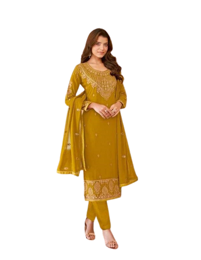 Yellow Color Georgette With Embroidery Work Salwar Suit