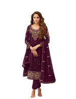 Purple Color Georgette With Embroidery Work Salwar Suit - Joshindia