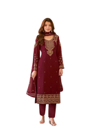 Maroon Color Georgette With Embroidery Work Salwar Suit - Joshindia