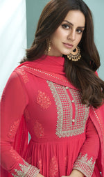 Pink Color faux Georgette With Embroidery Long Anarkali Suit - Joshindia