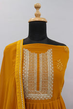 Yellow Color faux Georgette With Embroidery Long Anarkali Suit - Joshindia