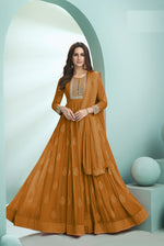 Yellow Color faux Georgette With Embroidery Long Anarkali Suit - Joshindia
