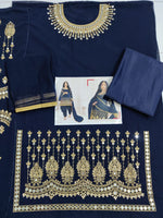 Blue Color faux Georgette With Mirror Work Patiyala Salwar Suit - Joshindia