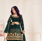 Green Color faux Georgette With Mirror Work Patiyala Salwar Suit - Joshindia