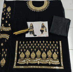 Black Color faux Georgette With Mirror Work Patiyala Salwar Suit - Joshindia