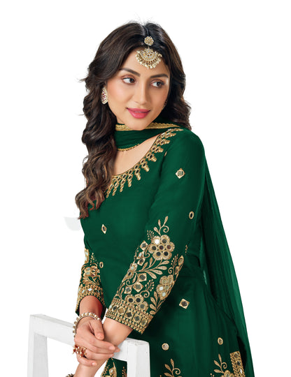 Green faux Georgette Patiyala Salwar Suit