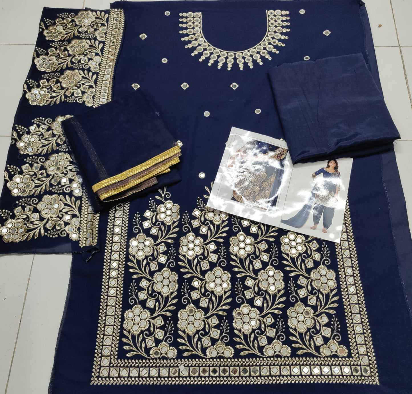Blue faux Georgette Patiyala Salwar Suit