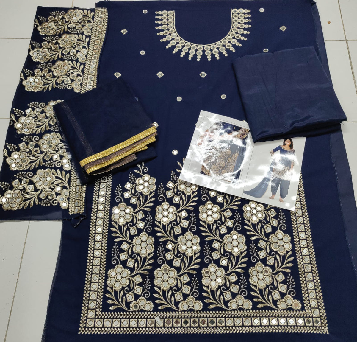Blue faux Georgette Patiyala Salwar Suit - Joshindia