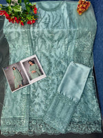 Sky Blue Color Women Soft Net Embroidery Work Straight Salwar Suit For Woman - Joshindia