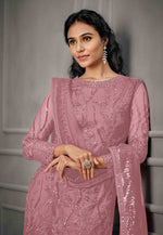 Pink Color Women Soft Net Embroidery Work Straight Salwar Suit For Woman - Joshindia