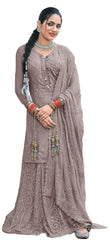 Grey color Faux Georgette Foil Work Heavy Sharara Suit - Joshindia