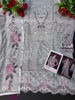 Grey Color Faux Georgette Straight Salwar suit For Woman - Joshindia