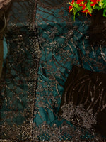 Sea Blue color Women Soft Net Embroidery Work Straight Salwar Suit - Joshindia