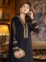 Black Color Faux Georgette With Sequence Work Straight Salwar Suit - Joshindia