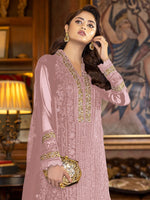 Pink Color Faux Georgette With Sequence Work Straight Salwar Suit - Joshindia